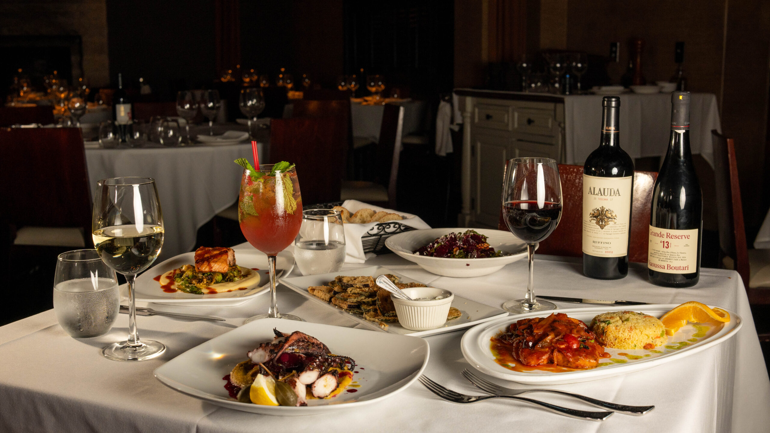 A vibrant red cocktail